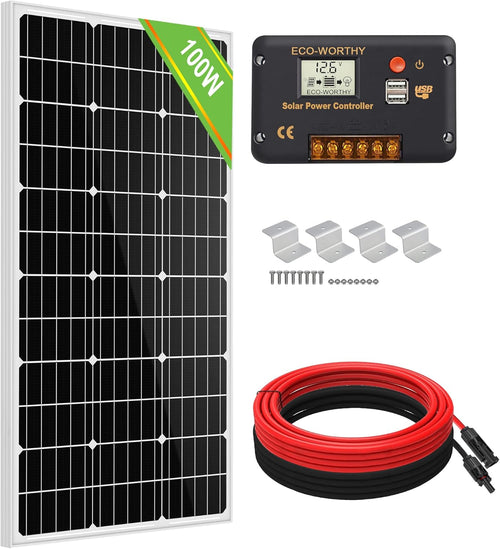 100W 12V Solar Panel Kit 21 Percent Mono Controller RV Off Grid