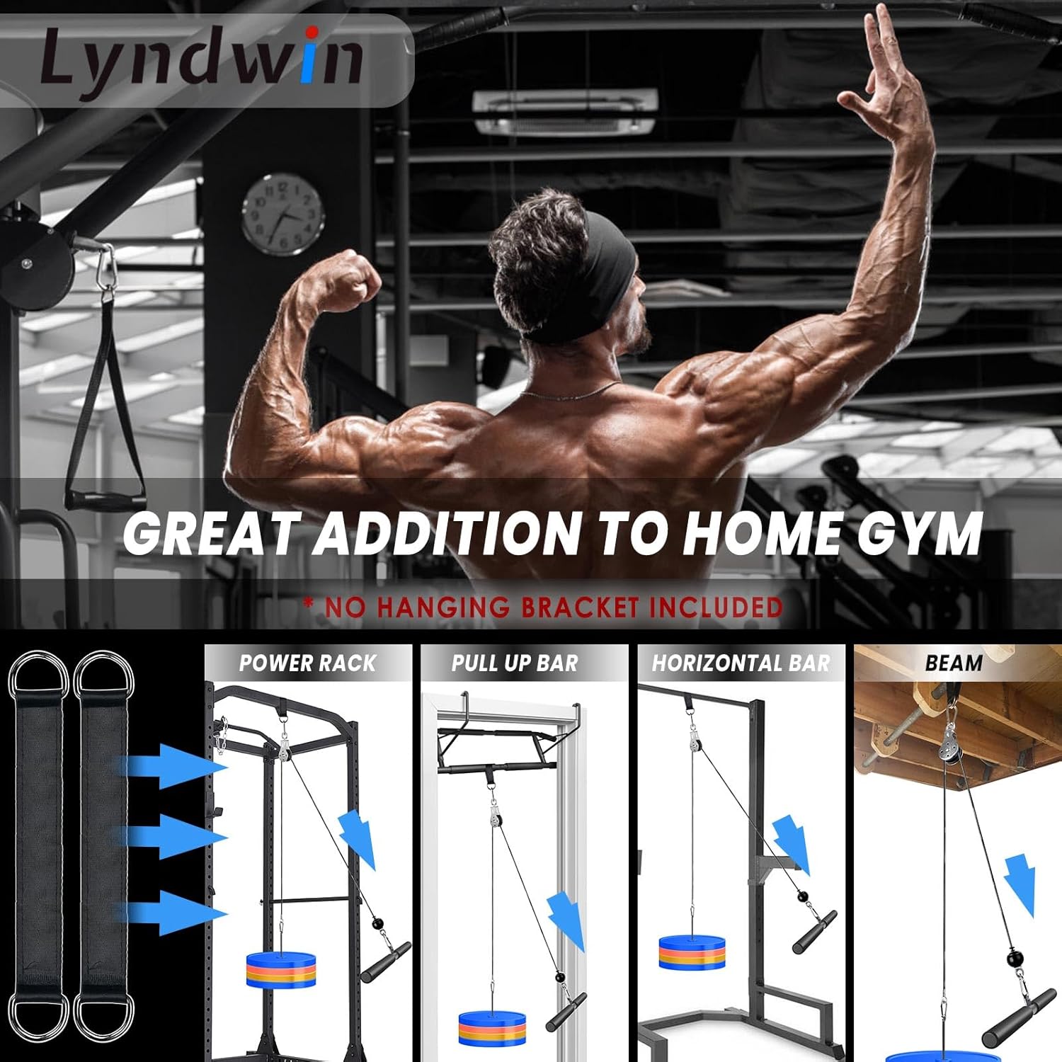 Dual Cable Pulley System Home Gym Lat Pulldown Tricep Bicep