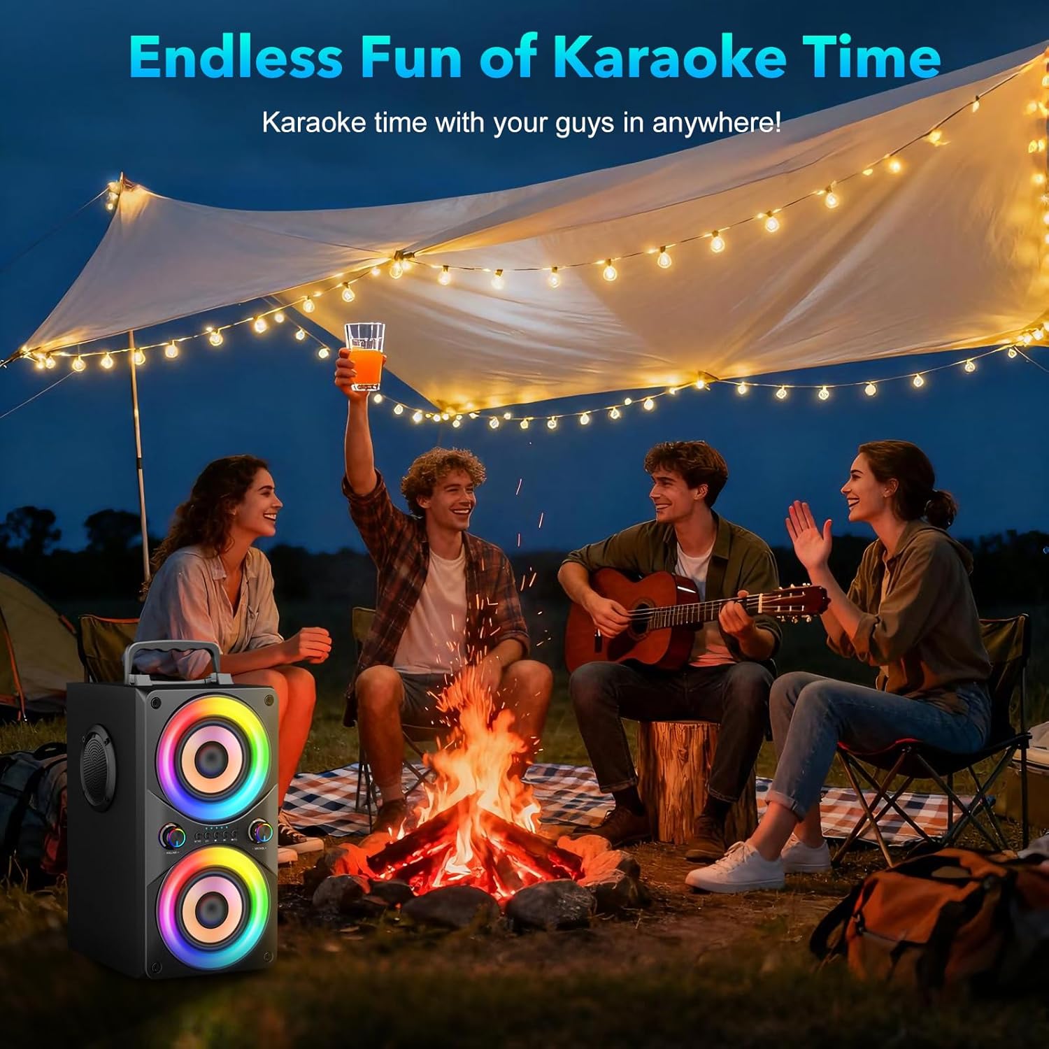 100W Bluetooth Speaker Portable Deep Bass Boombox LED TWS