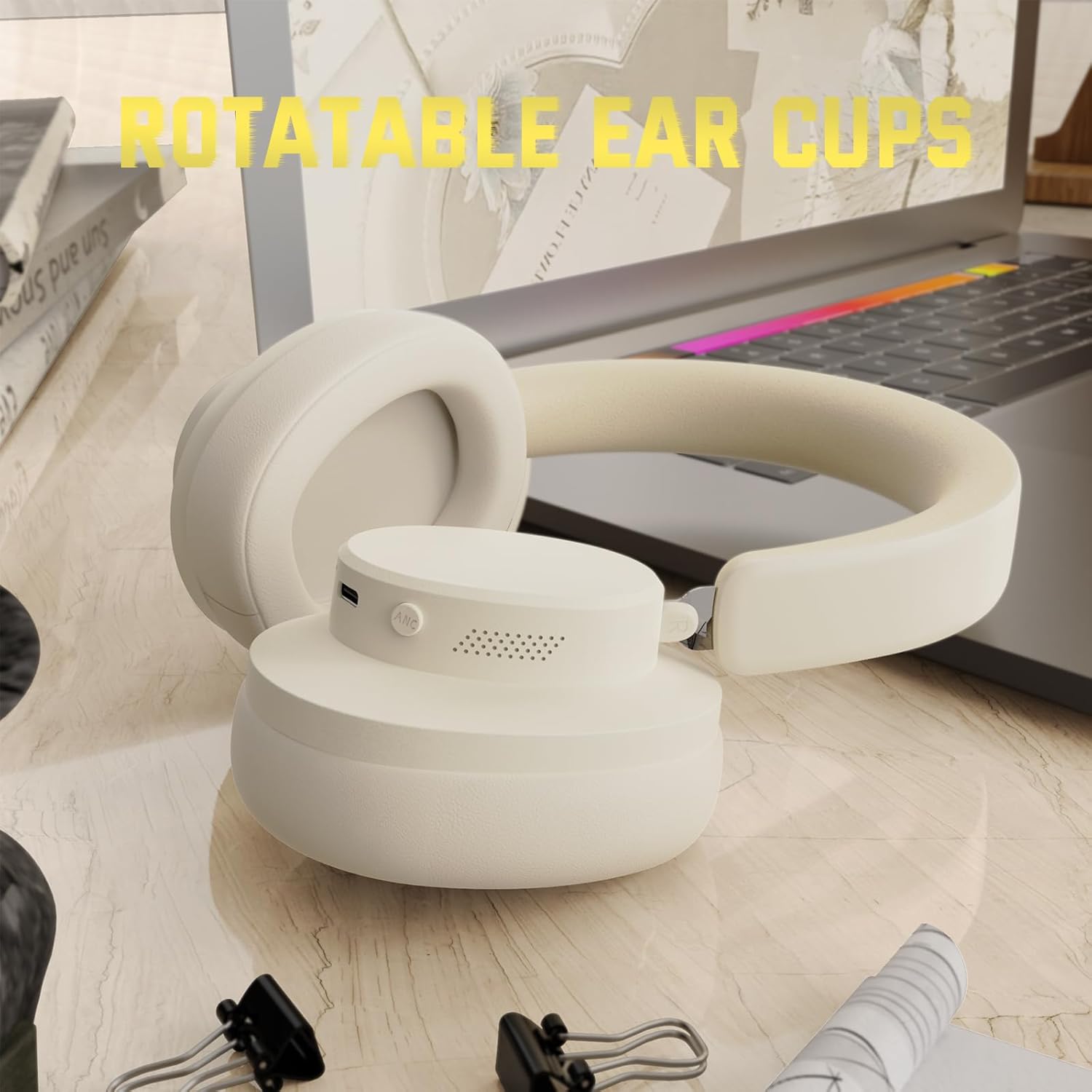 Noise Cancelling Bluetooth Over Ear Headphones Foldable Wireless Mic