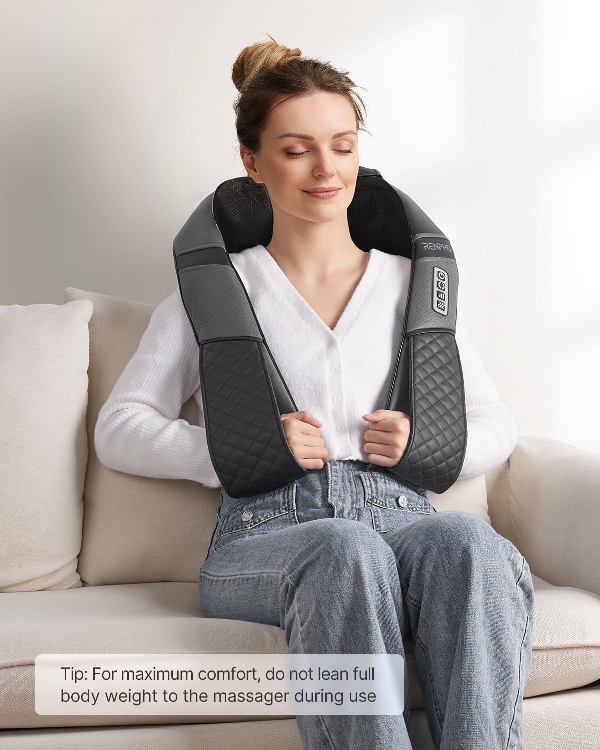 Shiatsu Neck Massager Heat Deep Tissue Kneading Shoulder Back