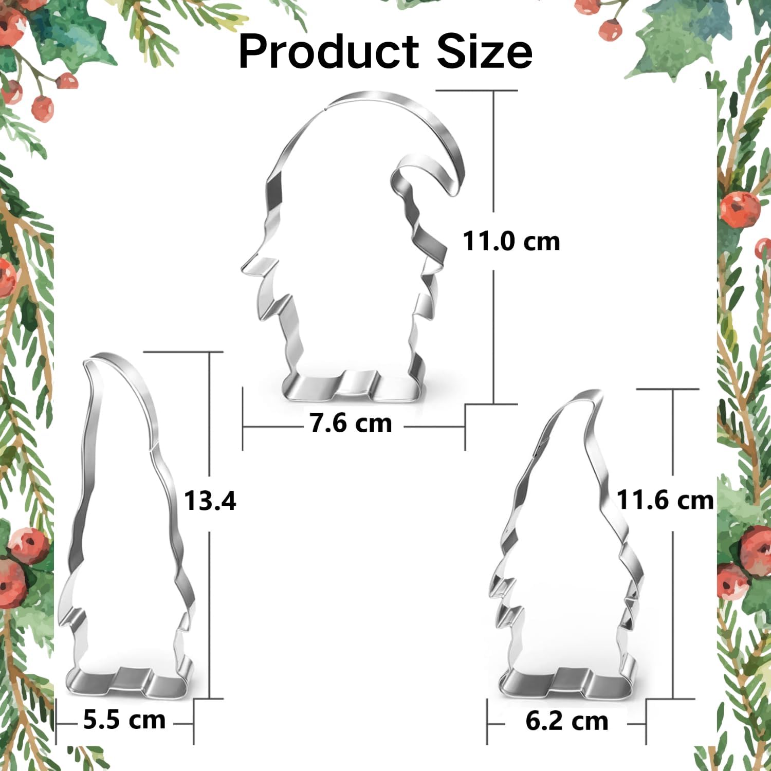 Gnome Cookie Cutters Set 3PCS Stainless Steel Baking