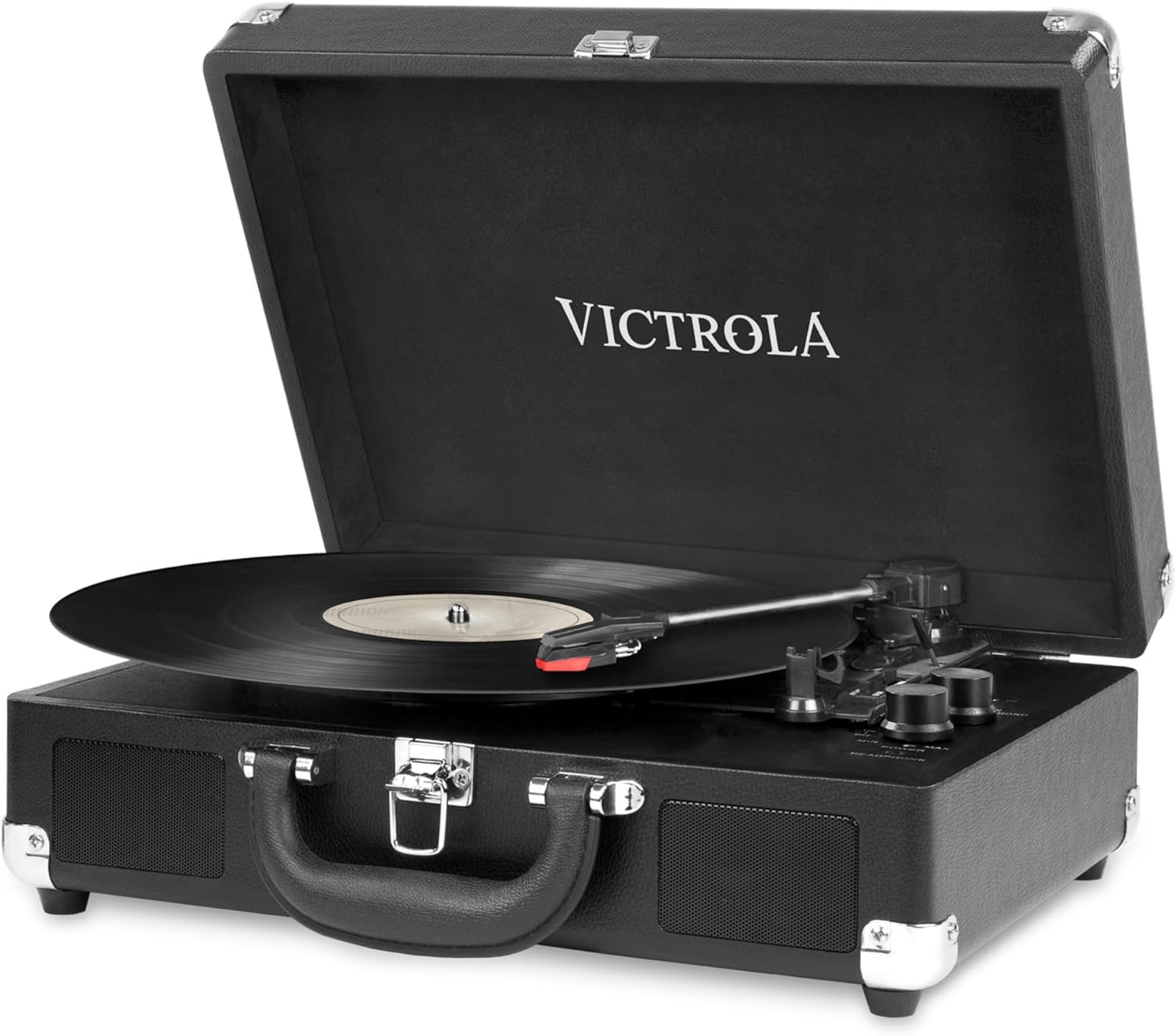 Portable Bluetooth Suitcase Record Player 3 Speed Black