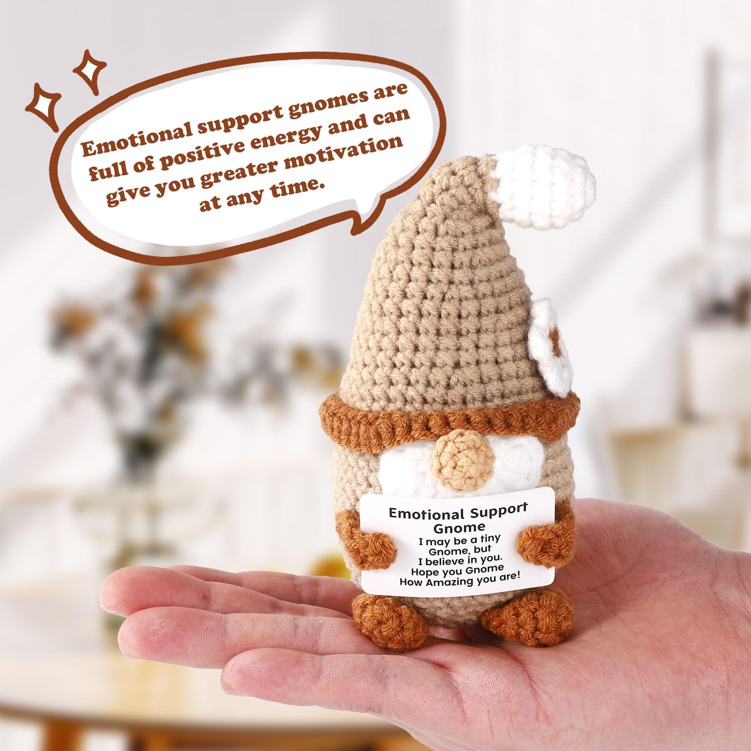 Positive Gnome Crochet Plush Emotional Support Doll Gift Decor
