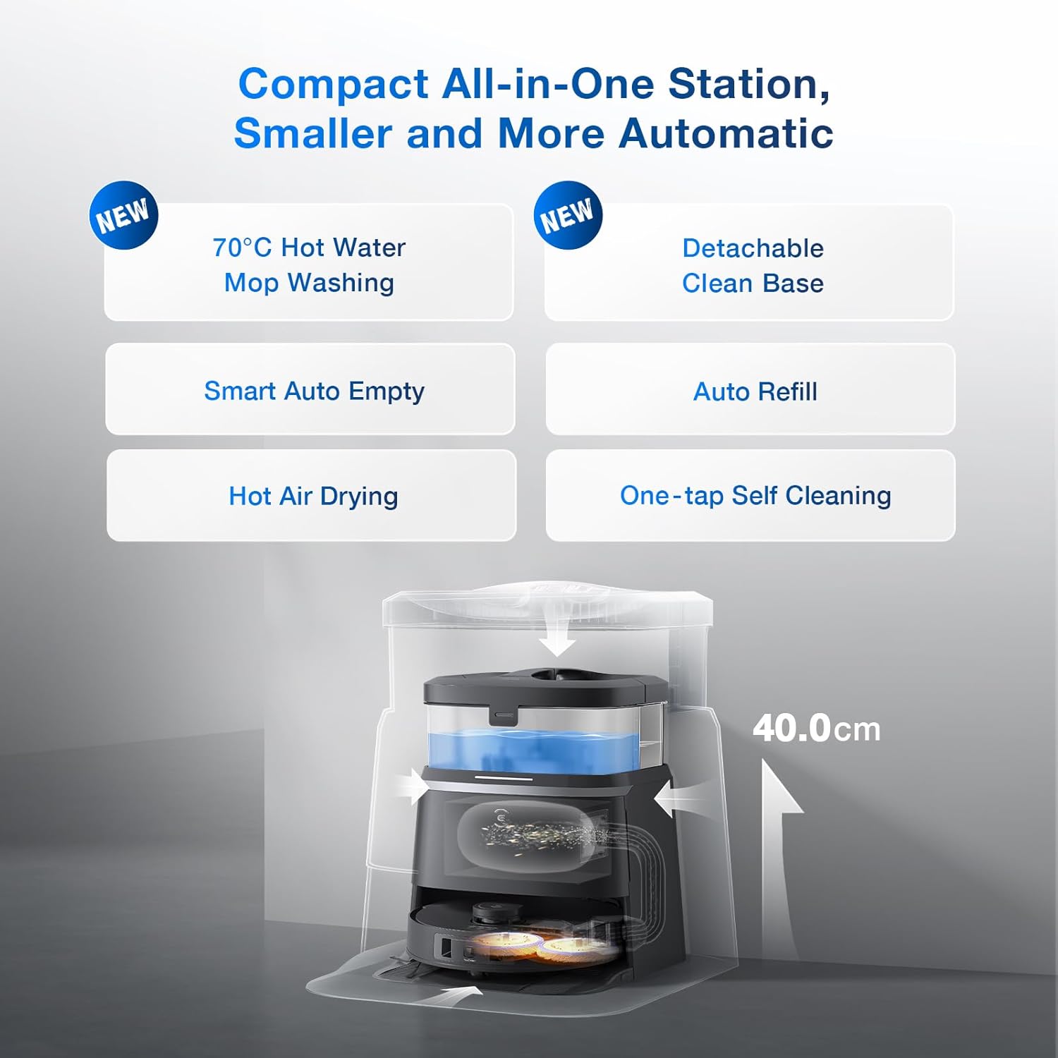 Robot Vacuum Mop Self Empty 11000Pa LiDAR Hot Wash Smart Clean