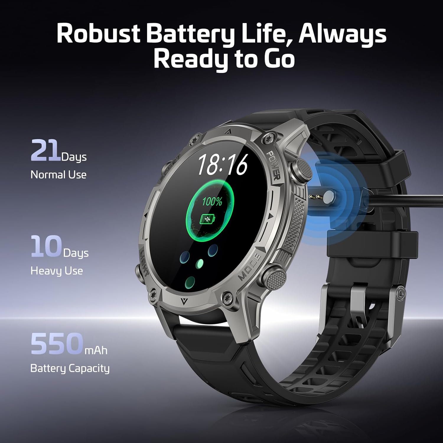 GPS Smart Watch Maps 178 Sports 21 Day Battery