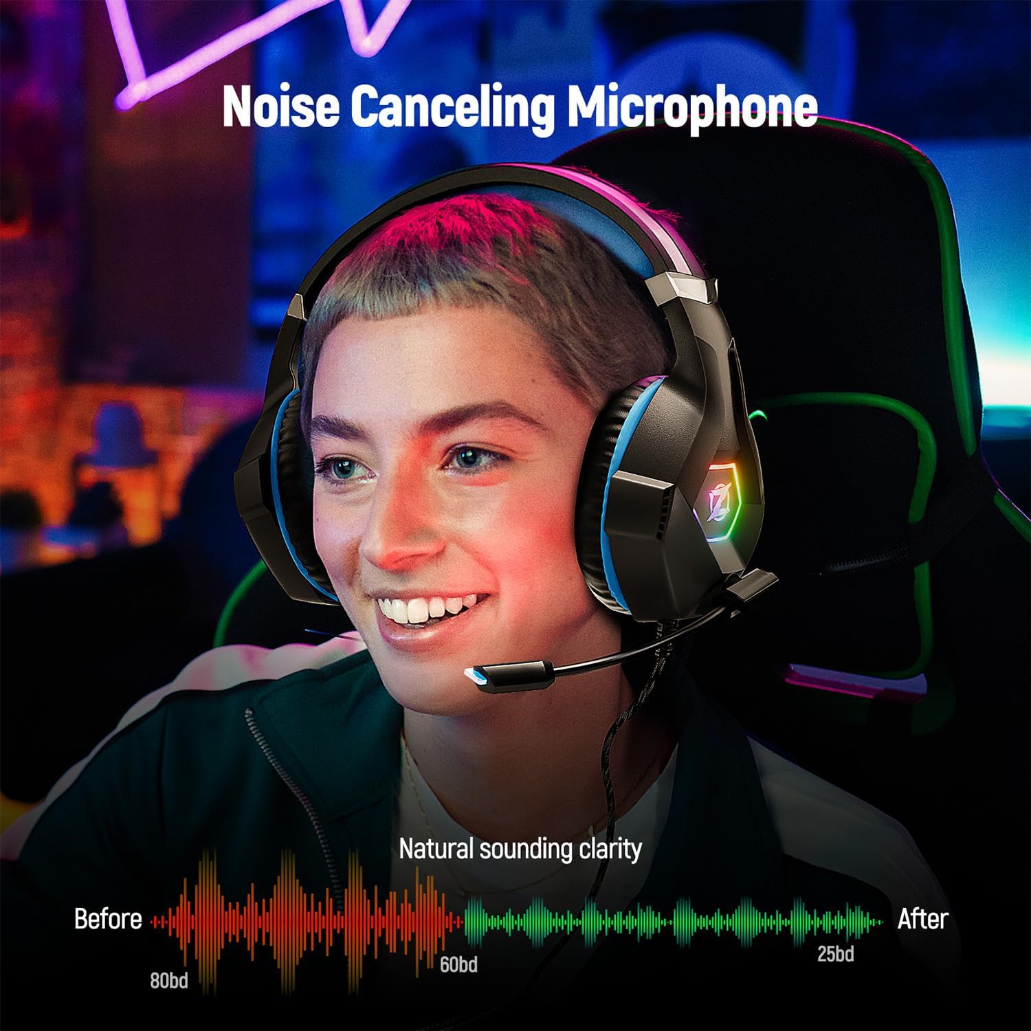 RGB Gaming Headset 50mm Stereo Surround Sound Mic 3.5mm