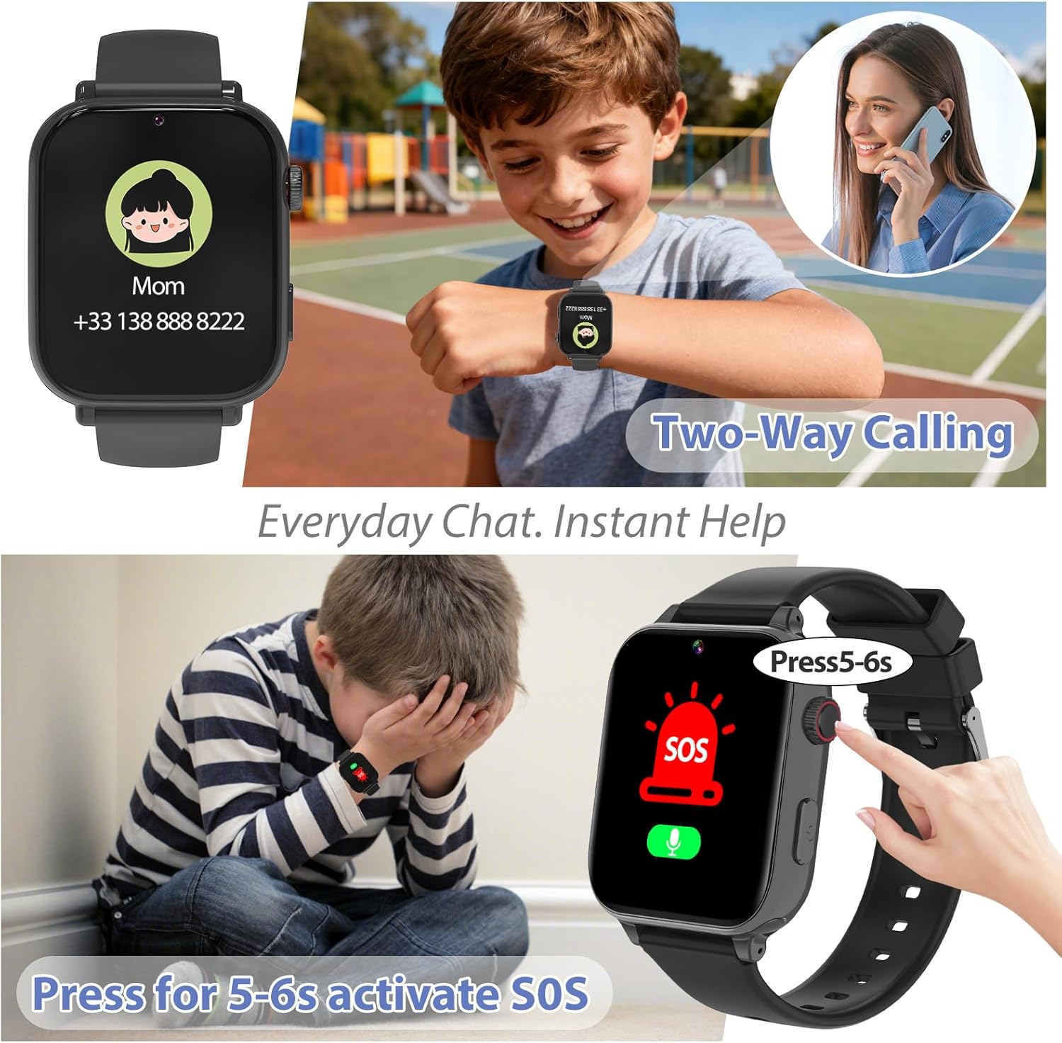 4G Kids Smart Watch GPS Tracker Phone Video Call SOS Red