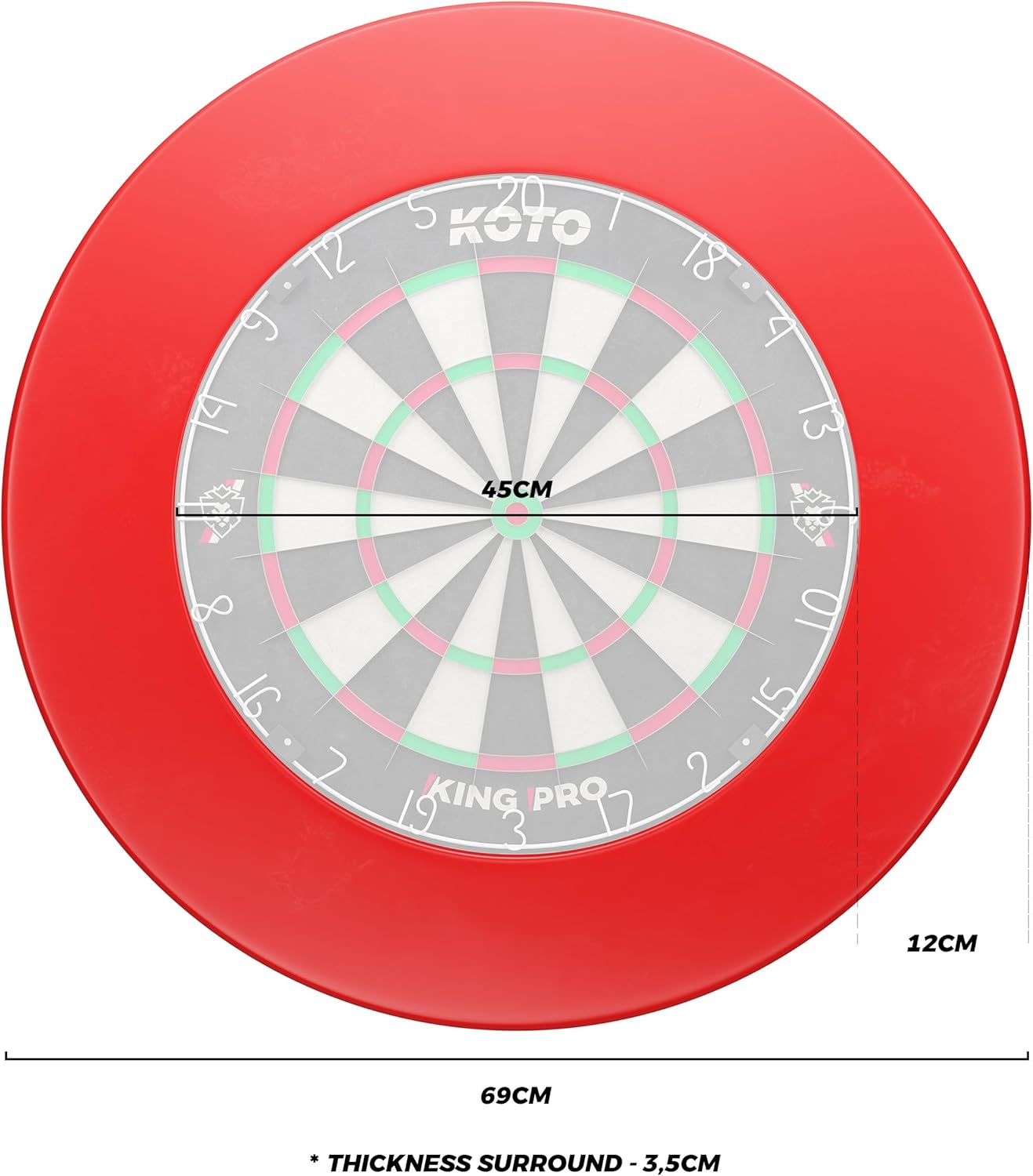 Dartboard Surround Red PU Wall Protector Ring Thick Edge Durable