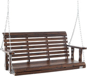 Carbonized Brown Wooden Porch Swing Bench 4.5ft