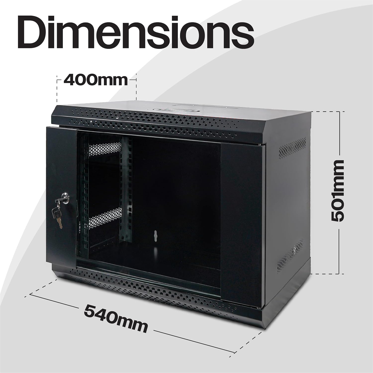 9U Wall Mount Network Cabinet 19 Inch Glass Door 400mm