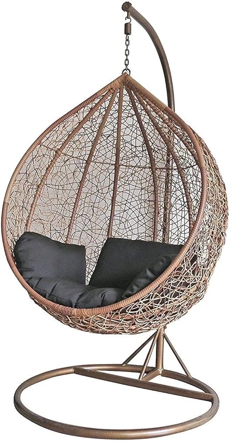 Rattan Egg Swing Chair Brown Outdoor Hanging Seat Cover