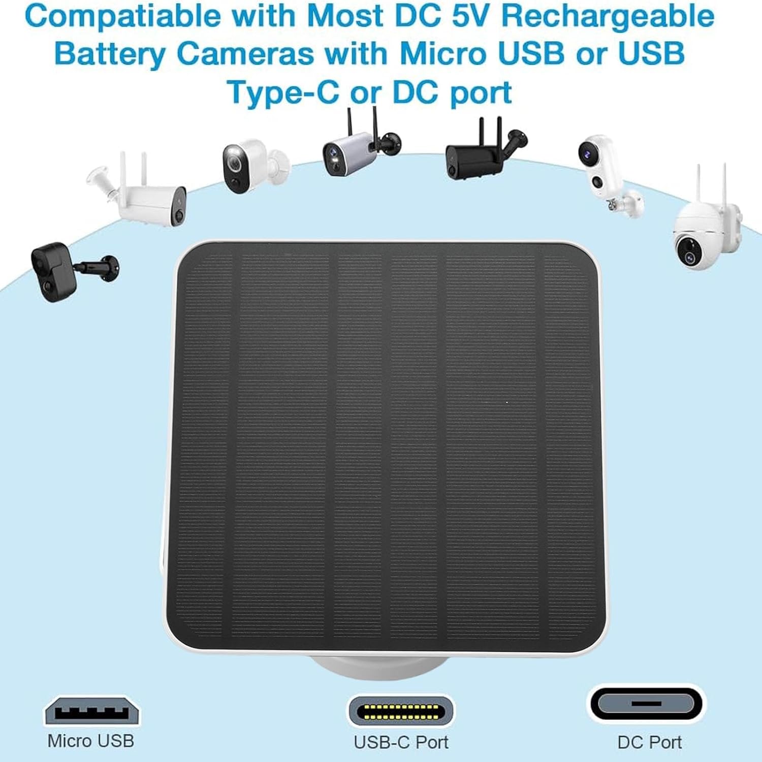 2 Pack 12W Solar Panels for Ring Camera IP65 9.8ft Cable