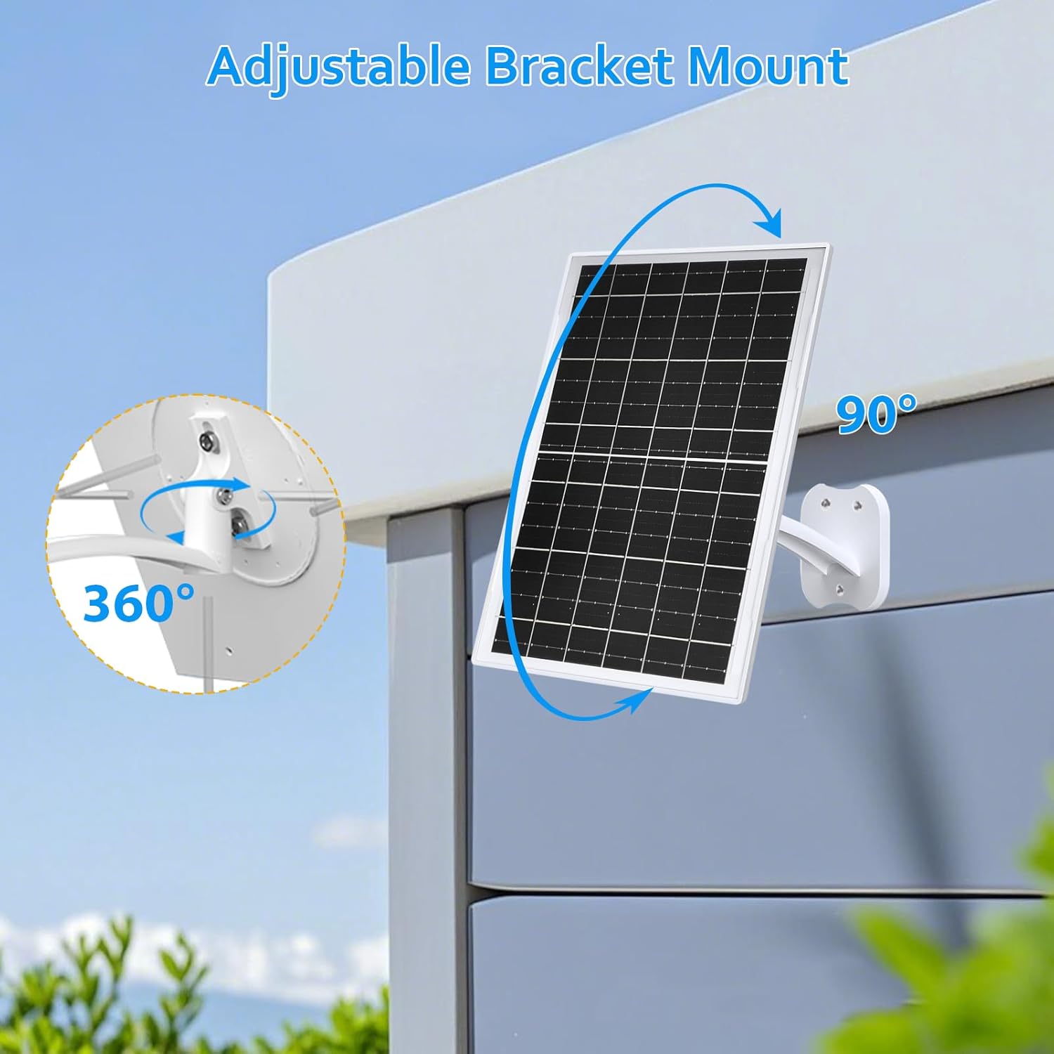 13W Solar Panel Camera Charger USB C IP65 10FT Cable