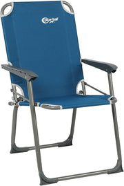 Portable Folding Camping Chair 150kg High Back Blue