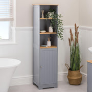 Tall Bathroom Storage Cabinet Grey Bamboo Shelf Unit