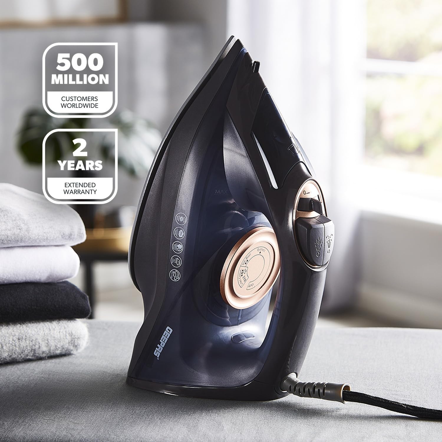 2400W Steam Iron & Ironing Board Set Ceramic Soleplate Foldable