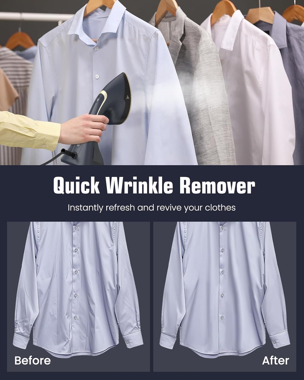 1500W Clothes Steamer Iron Handheld Wrinkle Remover Fast Heat