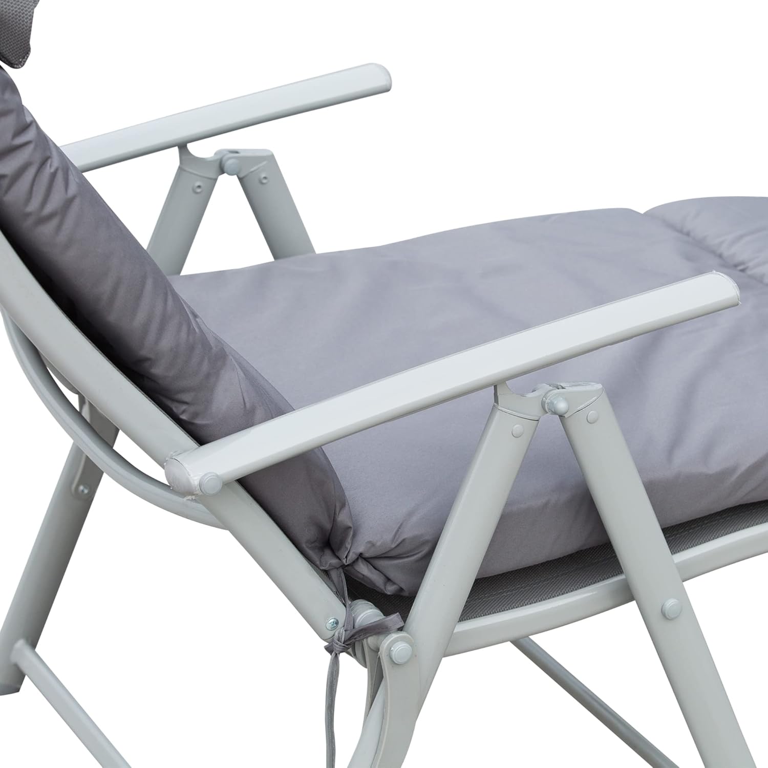 Heavy Duty 7 Level Sun Lounger Folding Recliner Grey