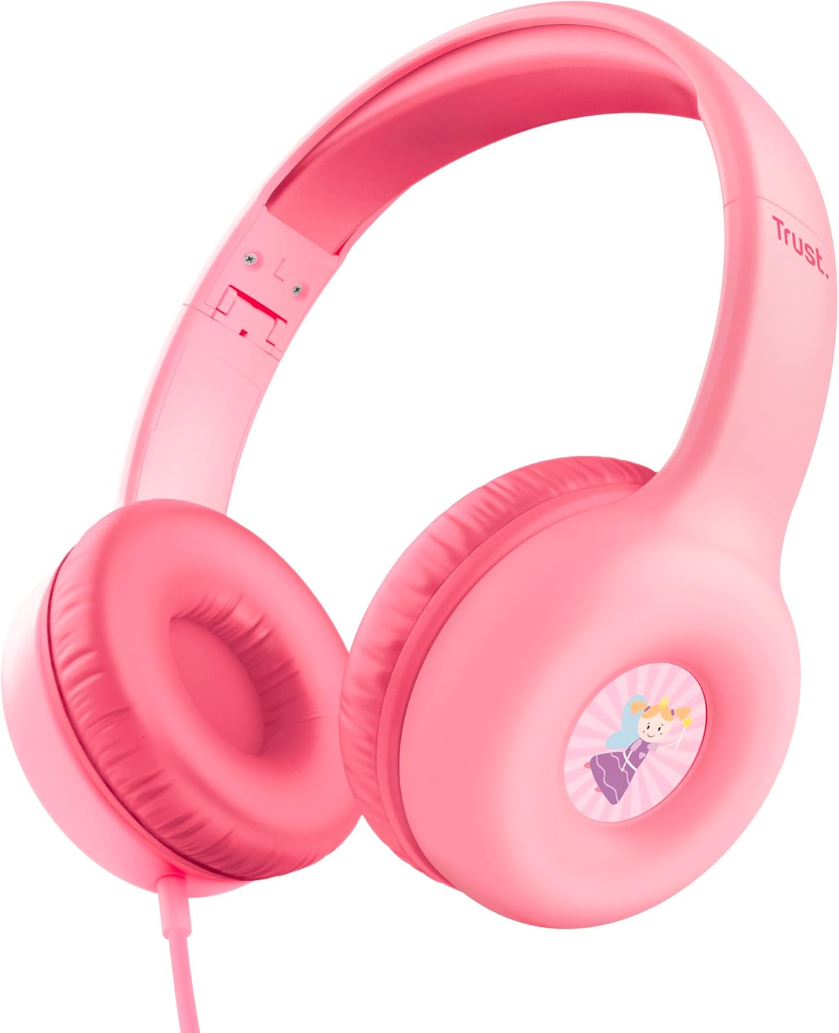 Kids Wired Headphones 85dB Volume Limit Foldable Mic Pink