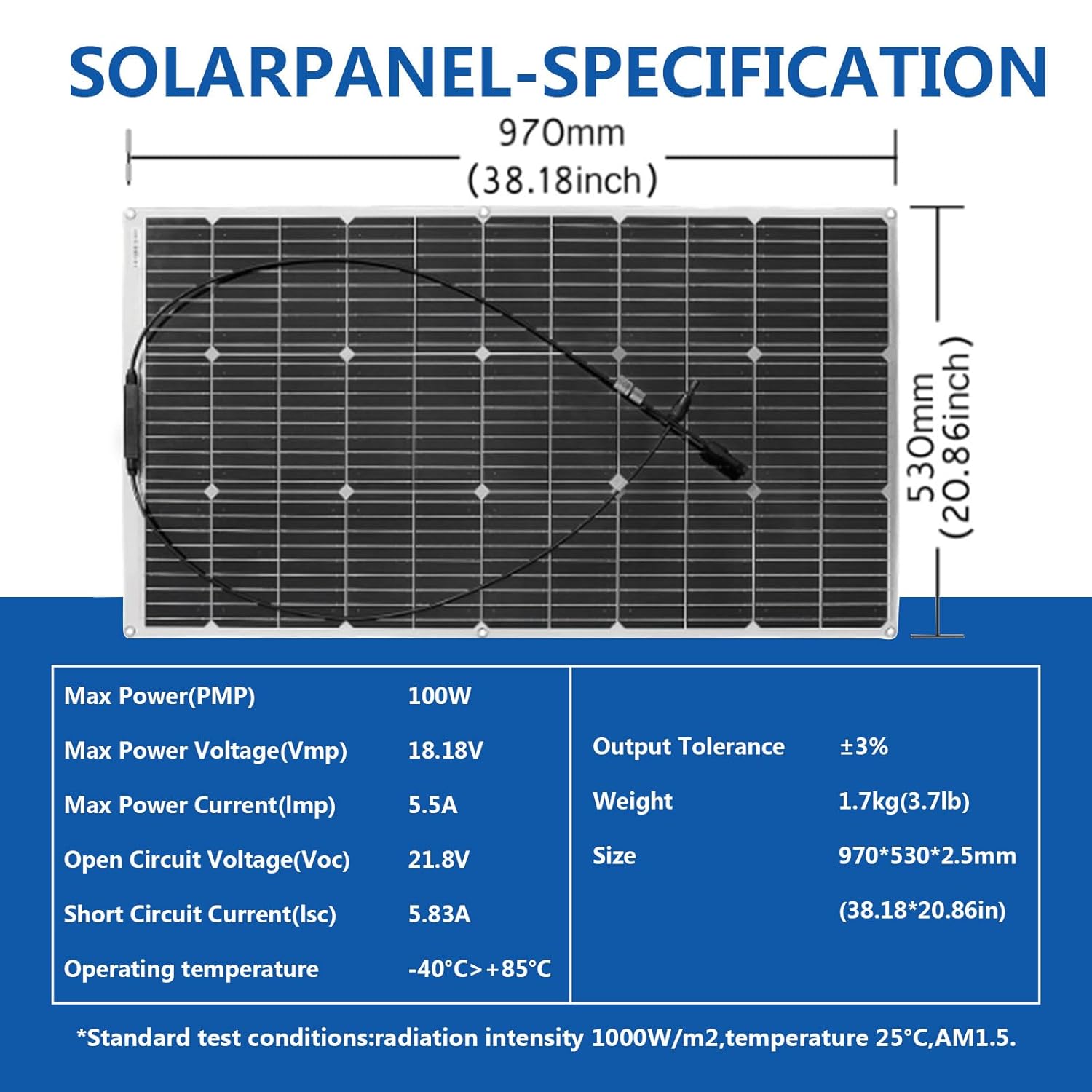 1000W Flexible Solar Panel Kit 10x100W RV Boat 12V