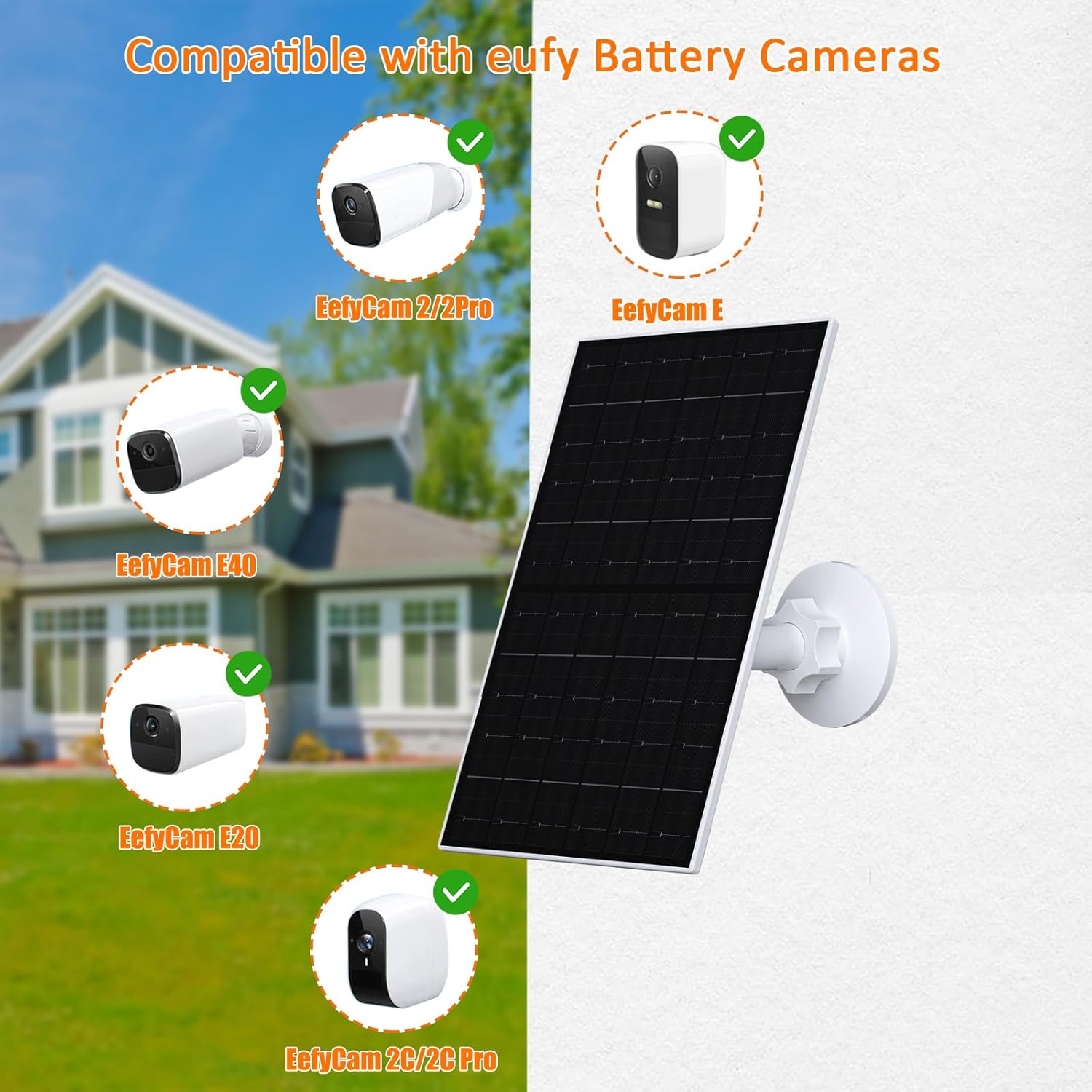 7W Solar Panel Camera Charger USB C Micro USB 2 Pack IP65