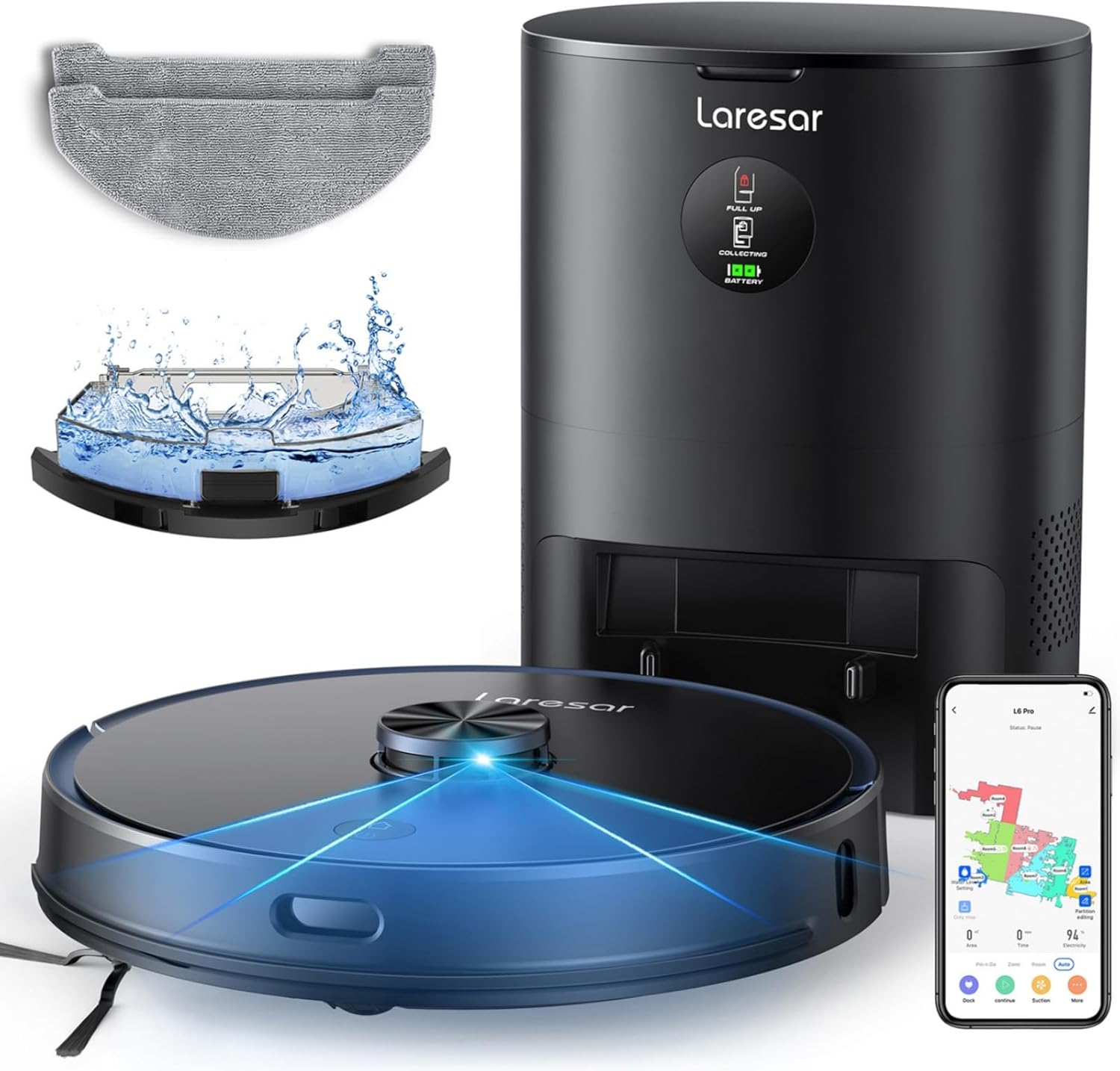 Robot Vacuum Mop Combo Self Empty 4000Pa LiDAR Smart Mapping App