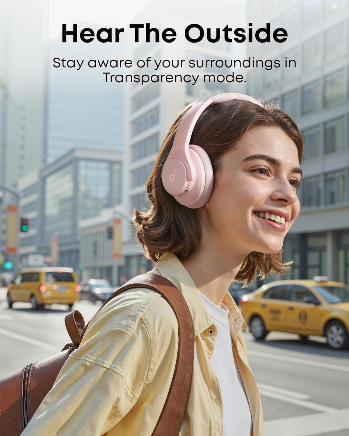 Pink ANC Bluetooth Over Ear Headphones 40H Playtime Hi Res
