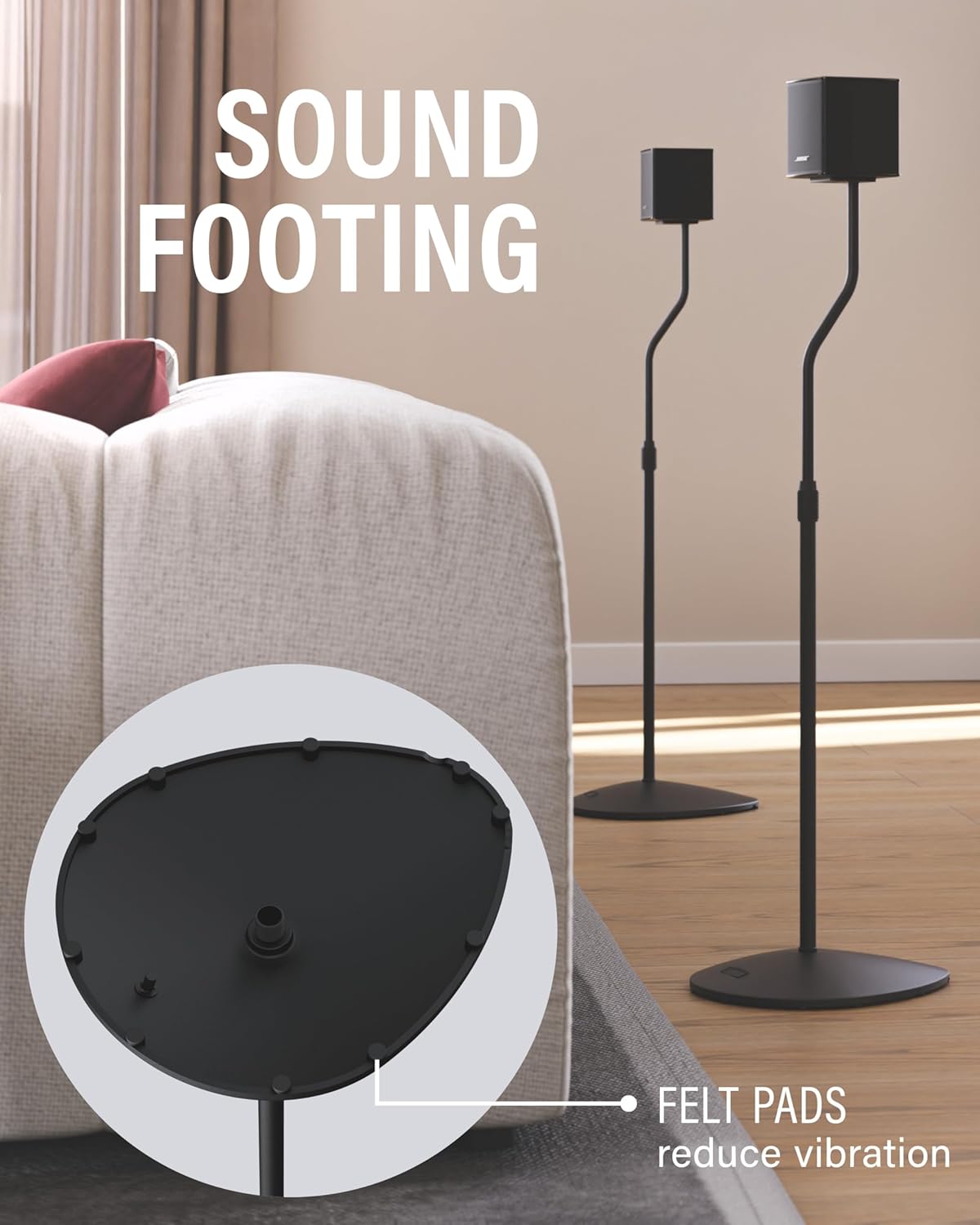 Speaker Stands Adjustable Height 28 to 38 Inch Steel Pair