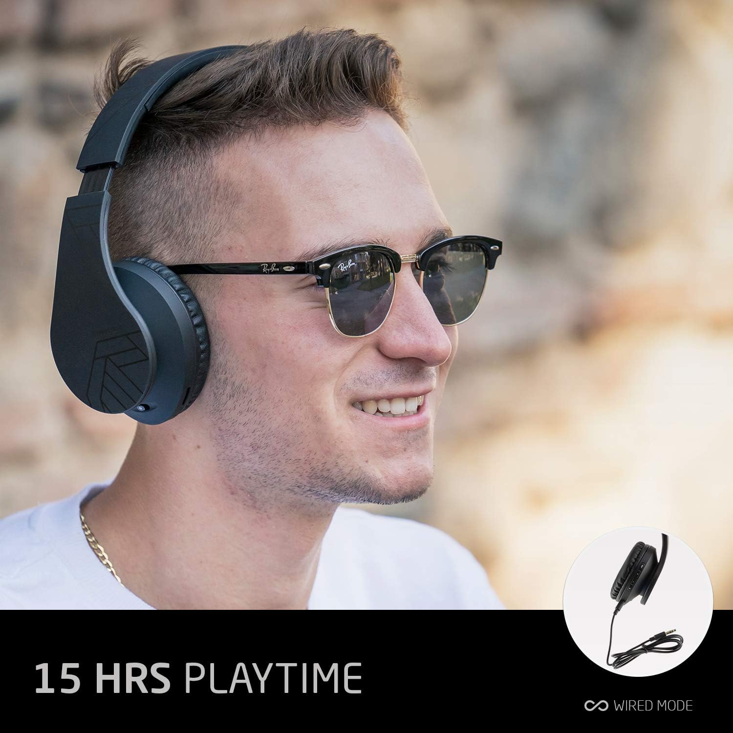 Wireless Over Ear Bluetooth Headphones Foldable With Mic FM TF