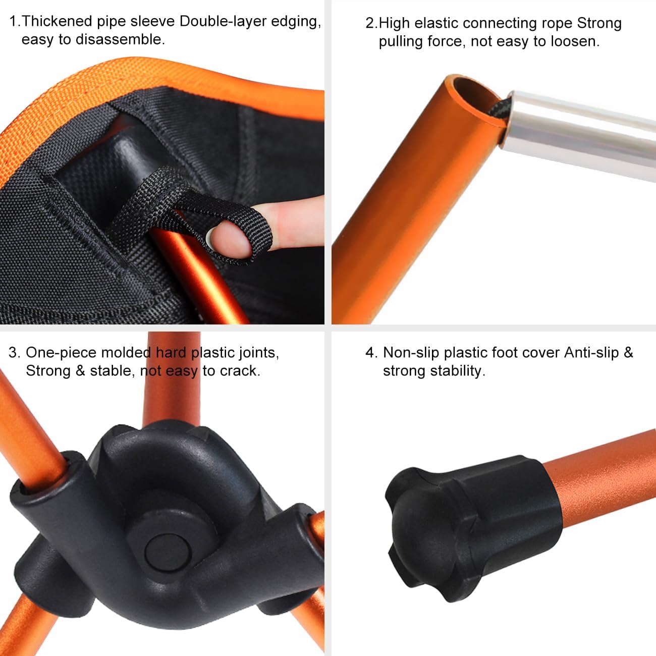 2 Pack Lightweight Folding Camping Chairs Portable Orange