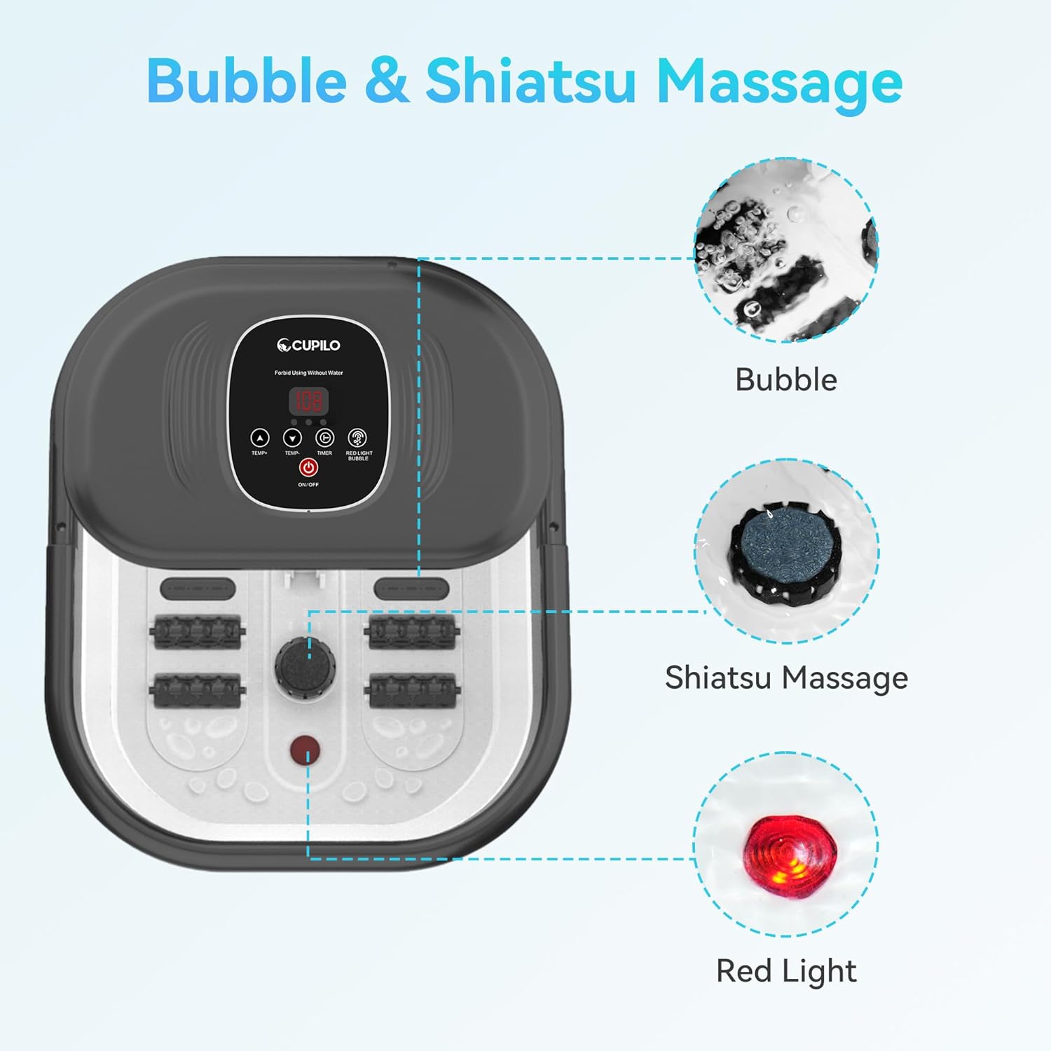 Foldable Foot Spa Bath Heat Bubble Shiatsu Rollers Pedicure