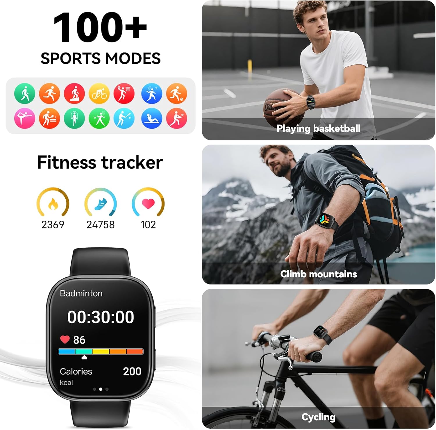 HD Smart Watch Bluetooth Call Fitness Tracker Heart Rate Sleep Monitor