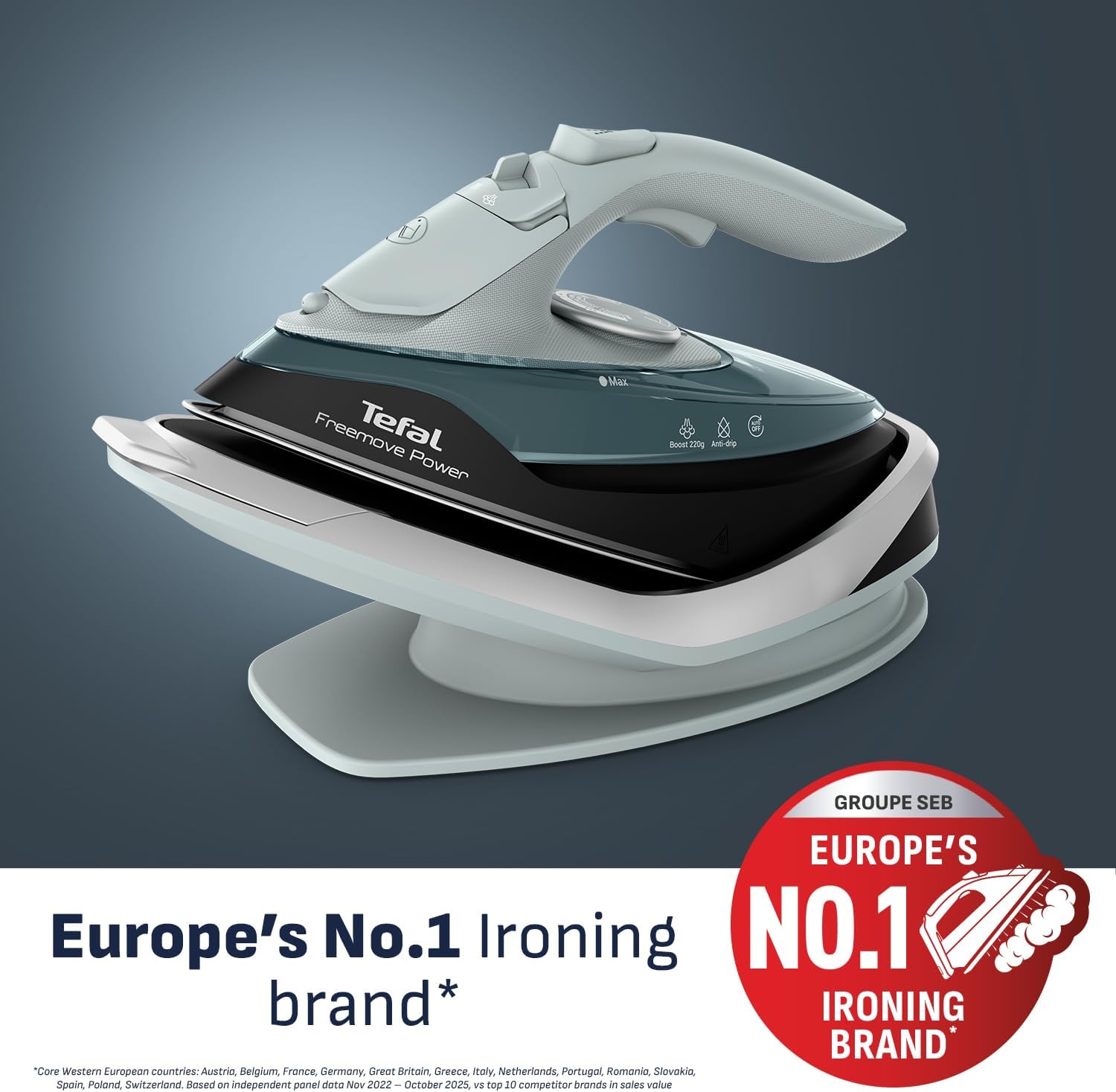 Cordless Steam Iron 2600W 220g Steam Boost Ceramic Soleplate Auto Off