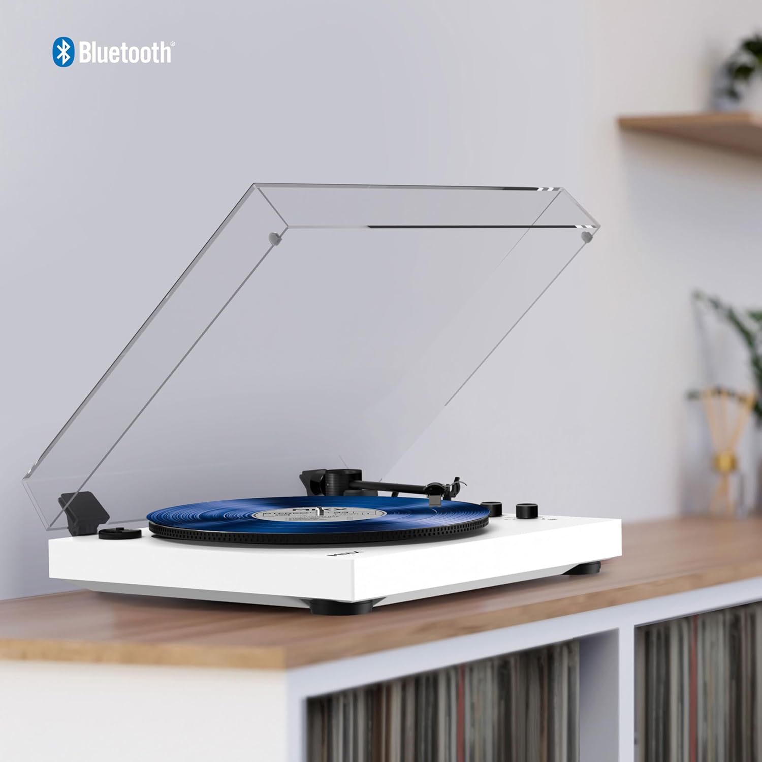 Bluetooth Vinyl Record Player RCA Line Out White