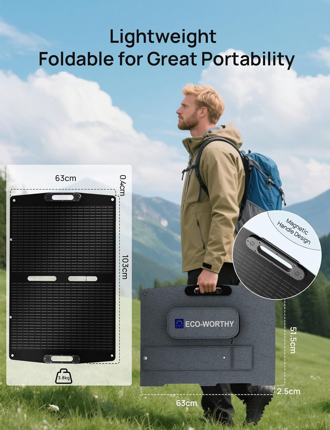 100W Foldable Solar Panel 12V Portable Charger RV Camping