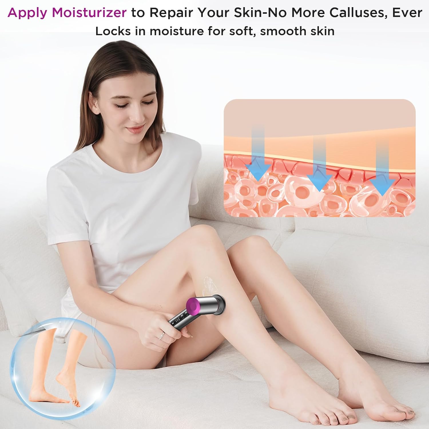 Electric Foot File Callus Remover Rechargeable Nano Glass