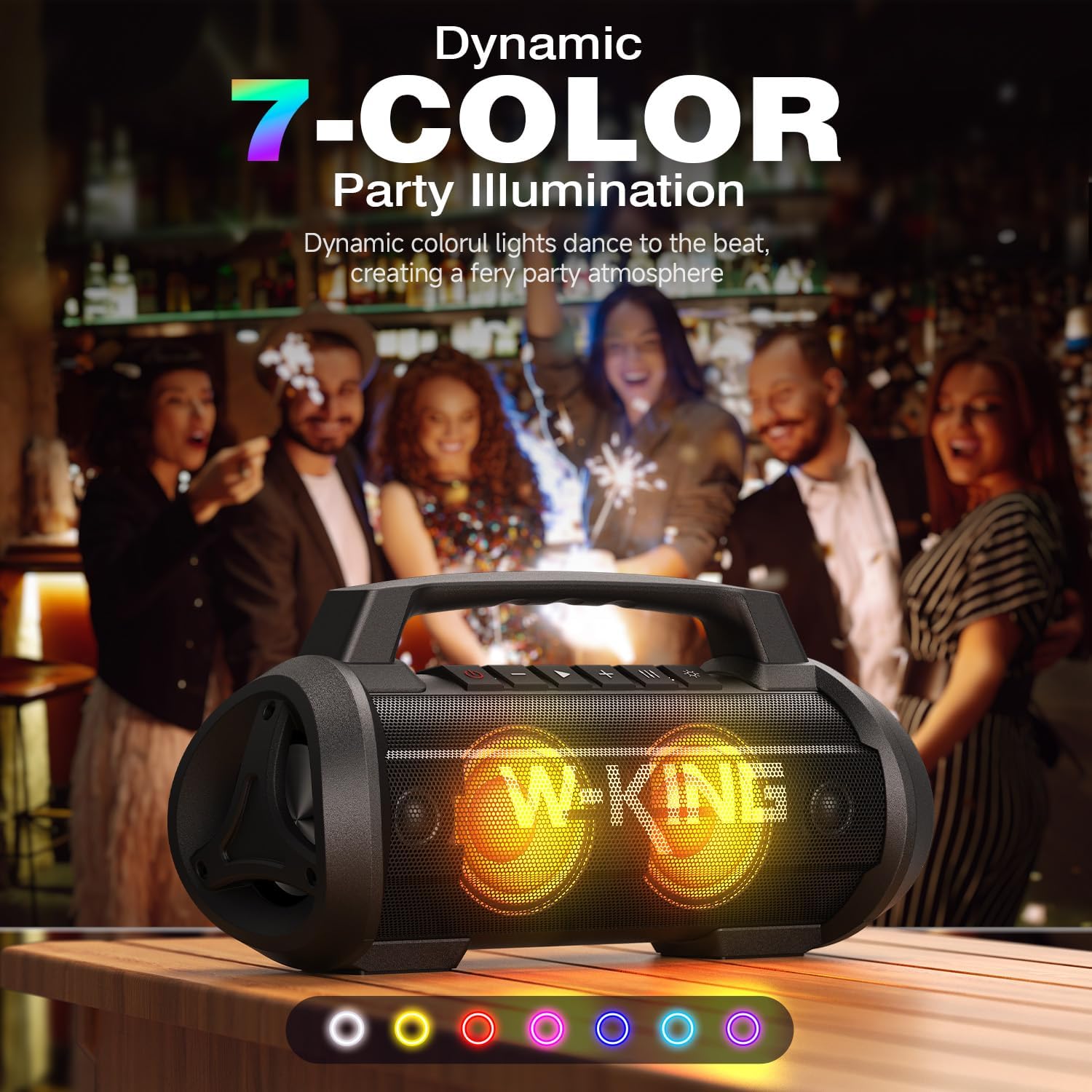 120W Bluetooth Speaker Deep Bass Waterproof 42H Play LED