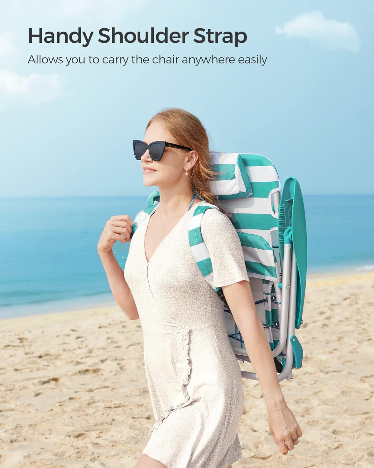 Portable Beach Chair Reclining Foldable Seat Green