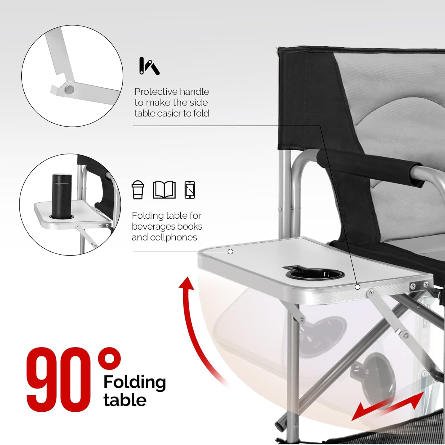 Directors Chair Folding Makeup Chair Side Table Storage