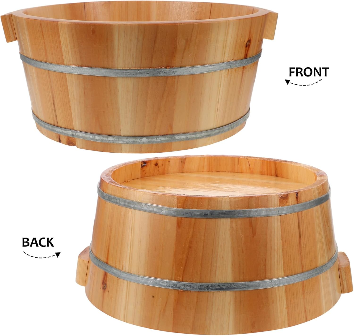 Wooden Foot Bath Basin Spa Pedicure Bucket Natural Wood Soak Tub