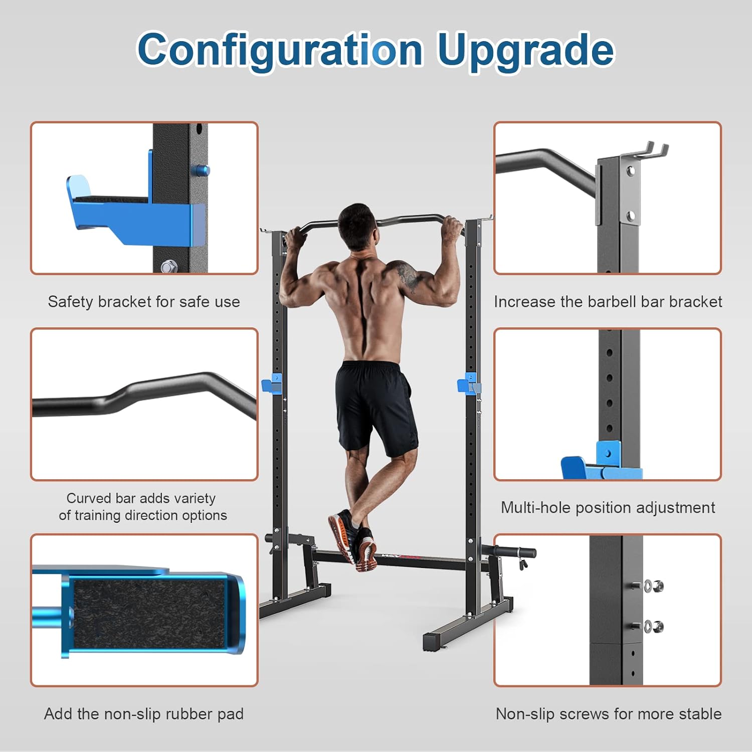 Power Cage Squat Rack Pull Up Bar Dip Station Home Gym Rack
