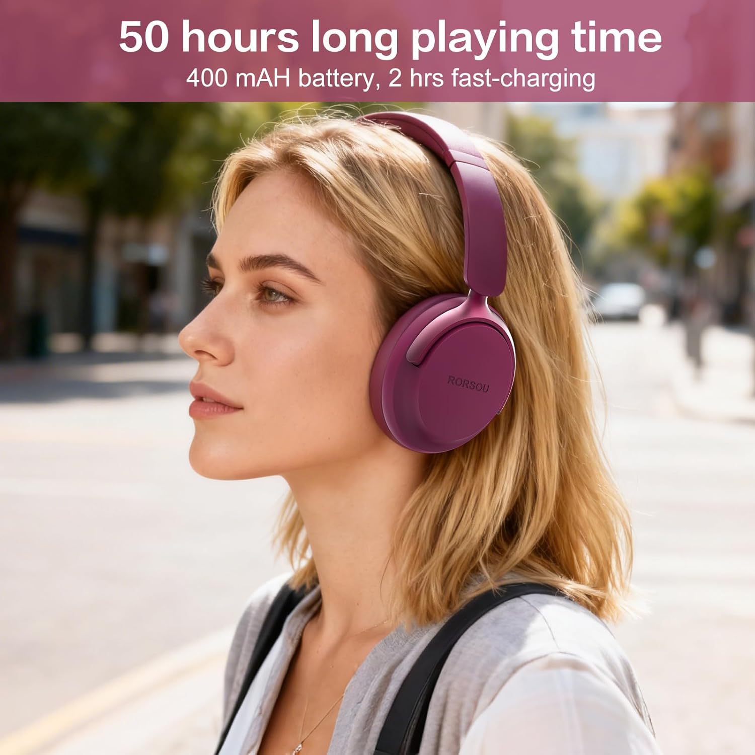Bluetooth 5.4 Over Ear Headphones 50H Battery Deep Bass Foldable