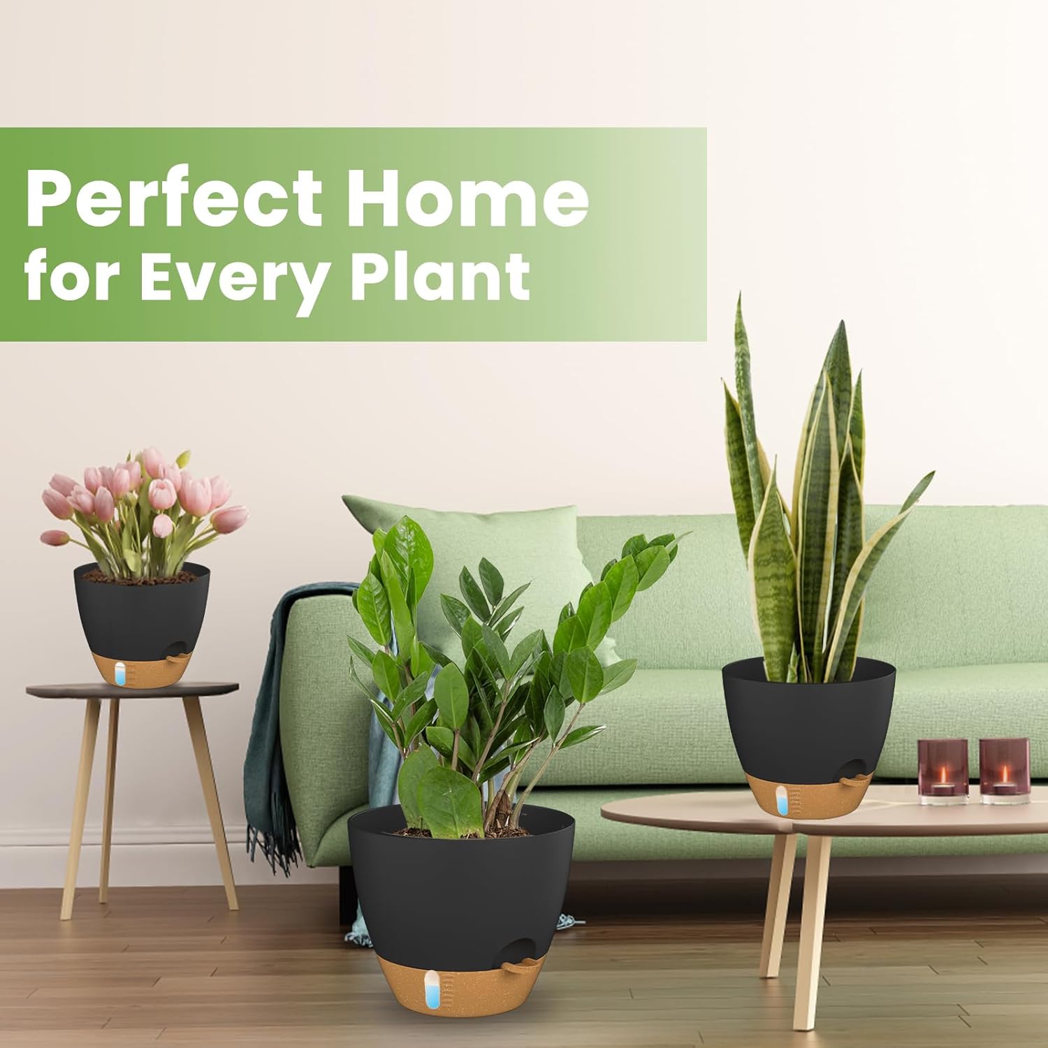 Self Watering Plant Pots 30cm Drainage Indoor Outdoor Planter Set 2