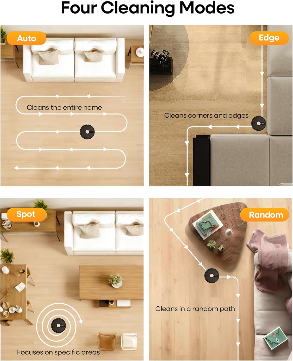 Robot Vacuum Mop 5000Pa Slim Smart Pet Hair Cleaner
