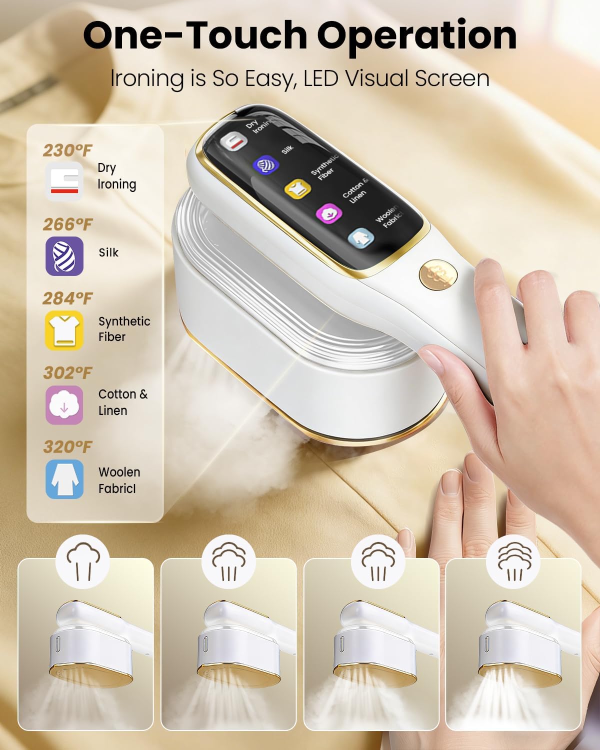 2in1 Travel Garment Steamer Iron 1200W 15s Heat 5 Modes