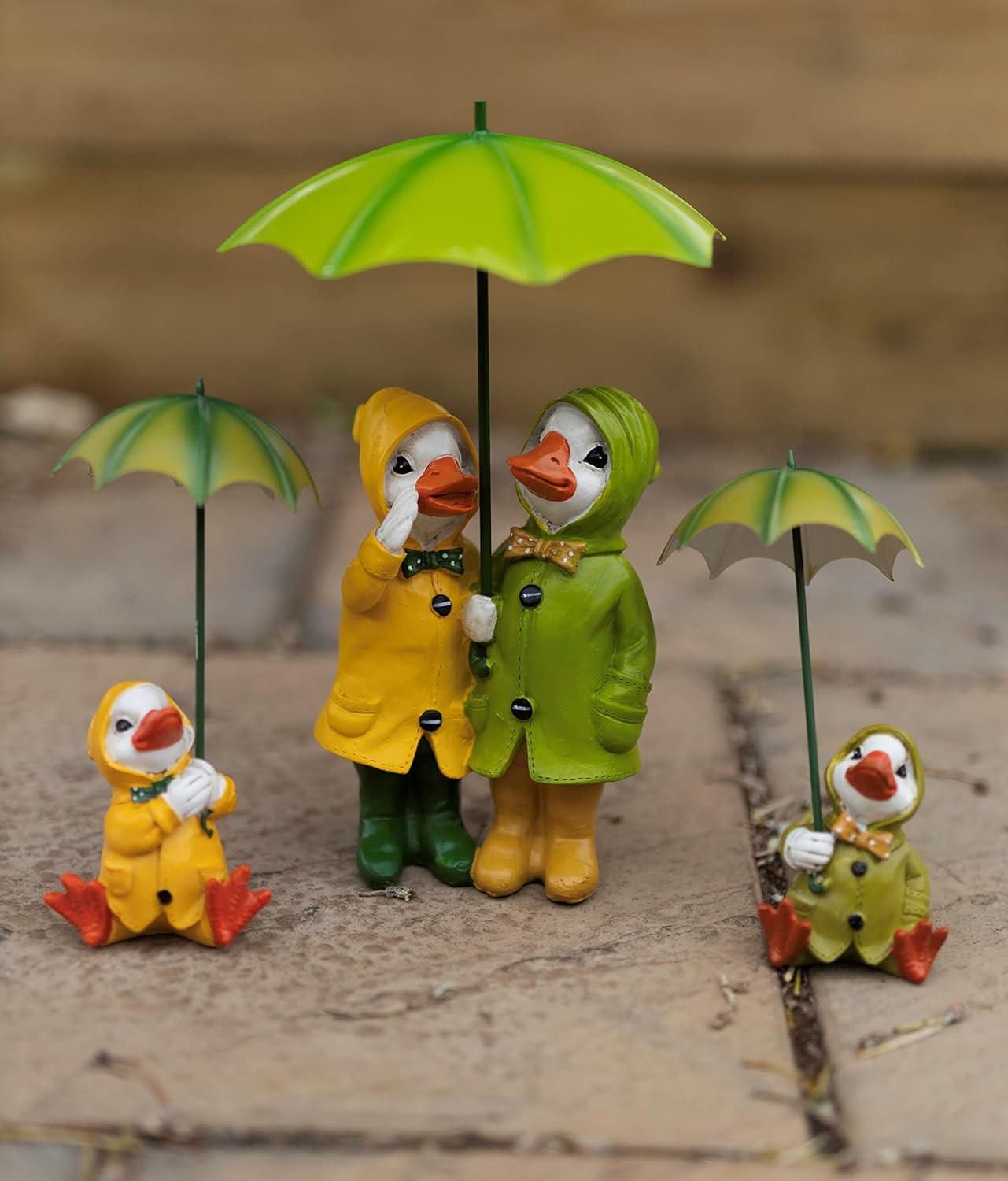 Duck Garden Ornaments Set Umbrella Resin Outdoor Patio Decor