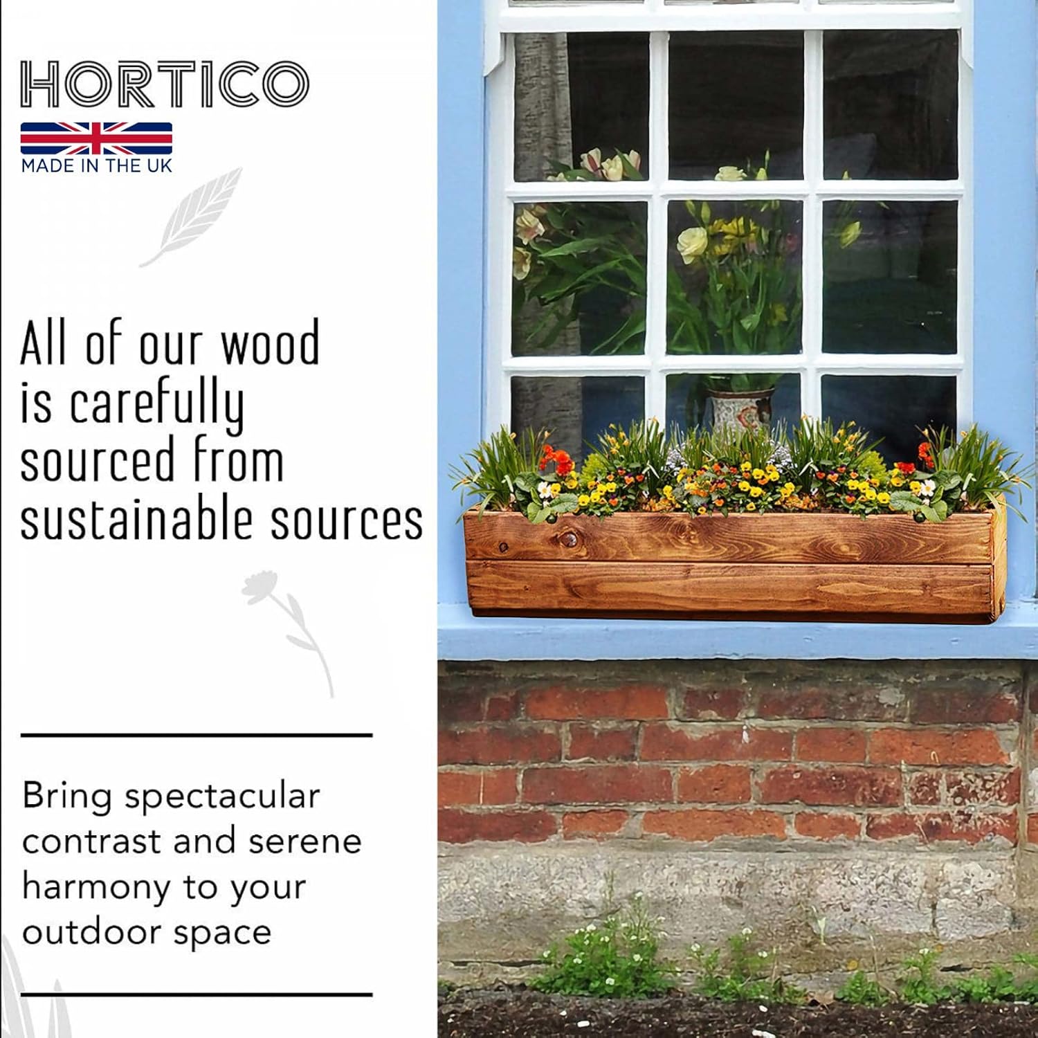 Set of 2 Wooden Garden Planters Window Box 76cm Rustic