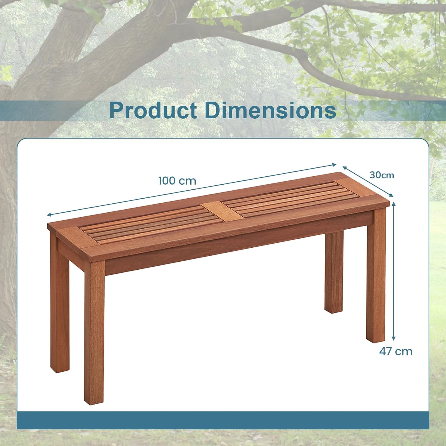 2 Seater Wooden Garden Bench Backless Patio Dining Seat 100cm