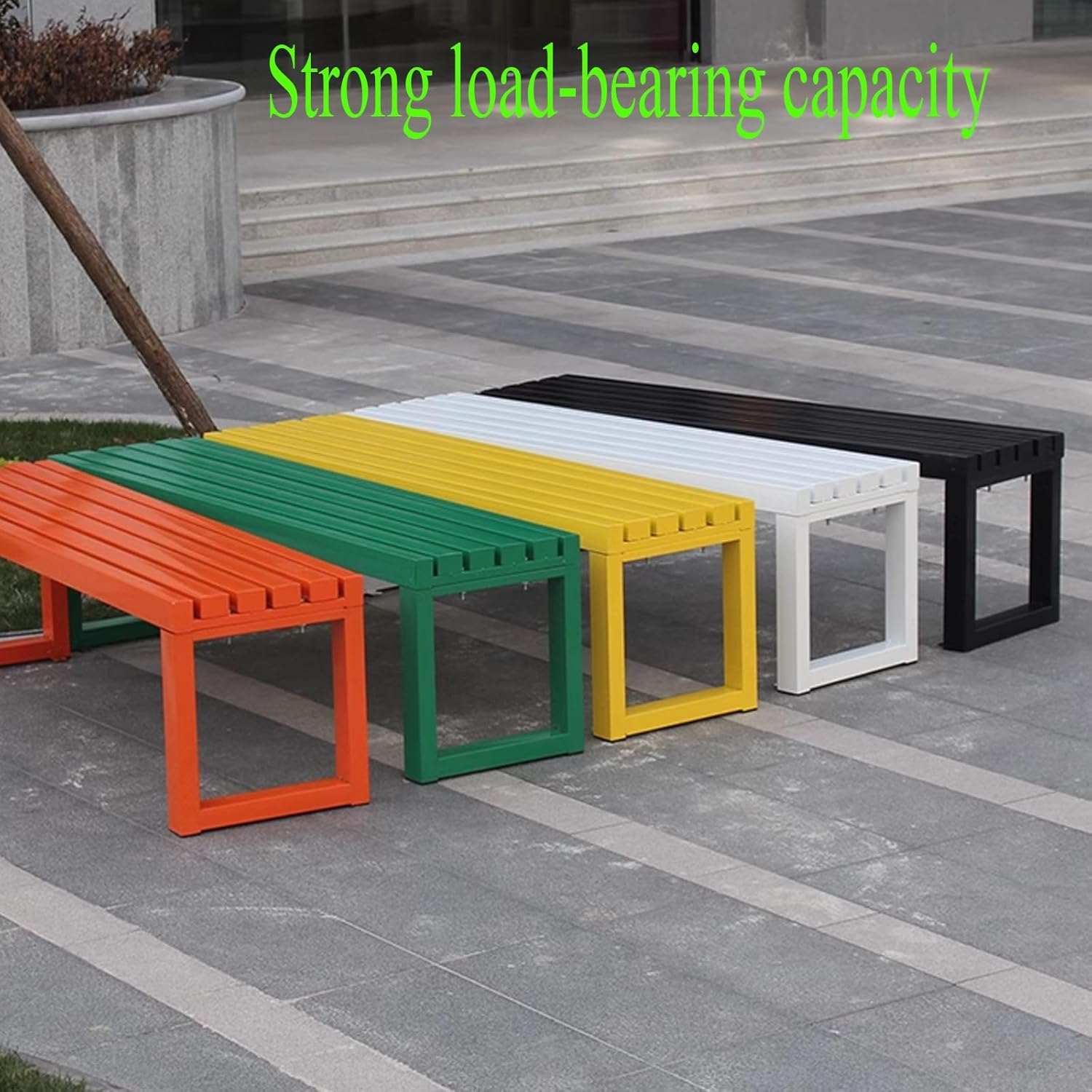 3 Seater Metal Garden Bench 150cm Backless Outdoor Patio Seat